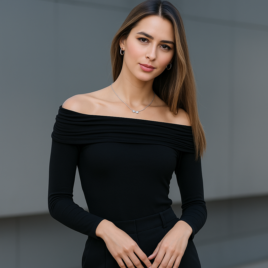 Body Cuello Bote Hombros Fruncidos