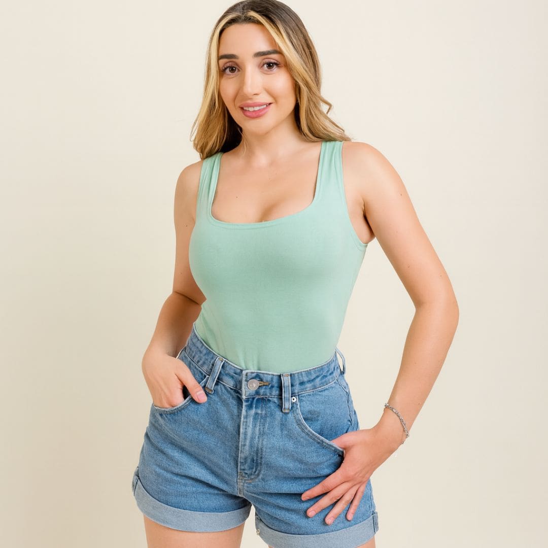 Body Escote Cuadrado Sin Mangas