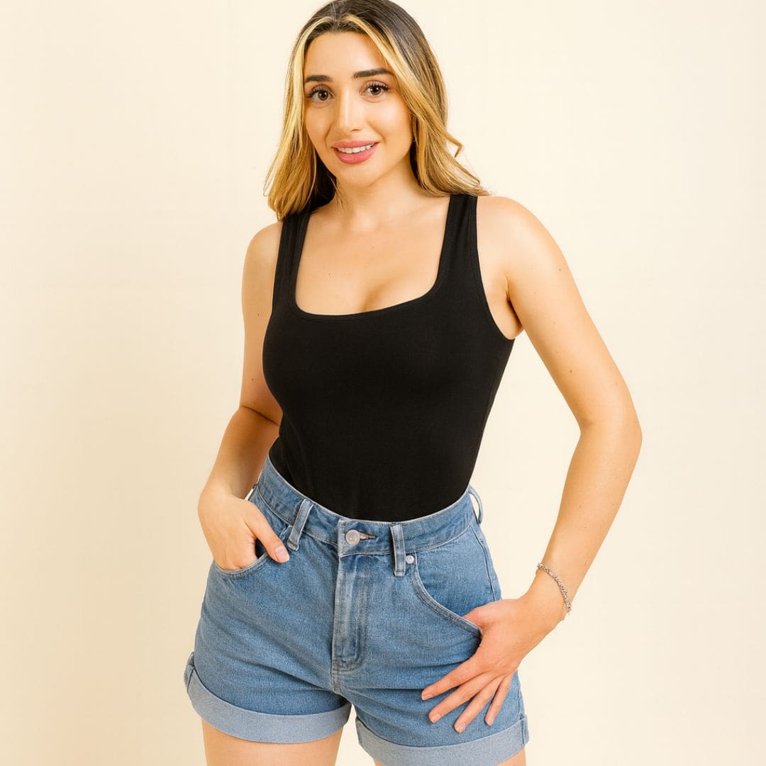 Body Escote Cuadrado Sin Mangas