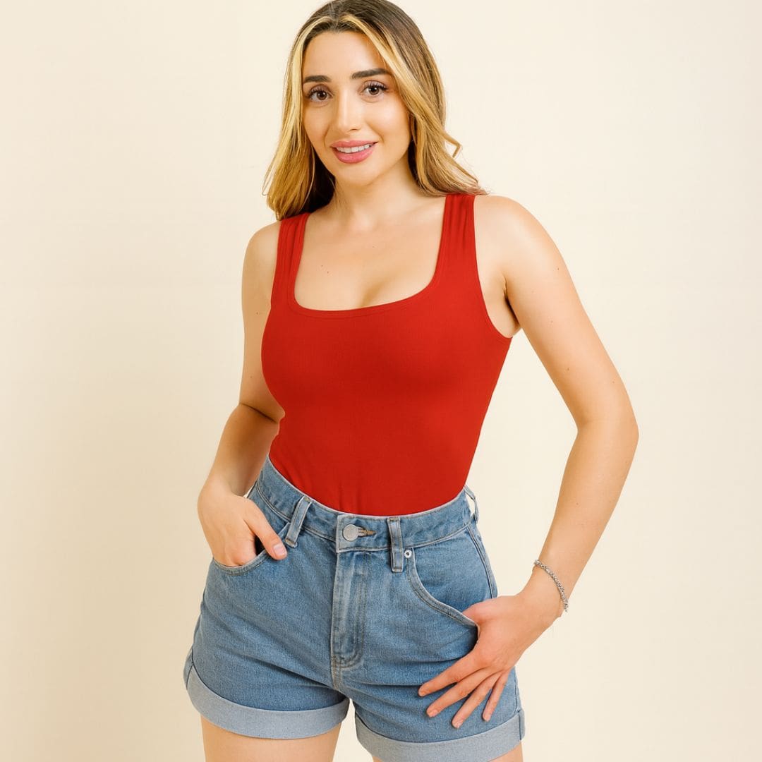 Body Escote Cuadrado Sin Mangas