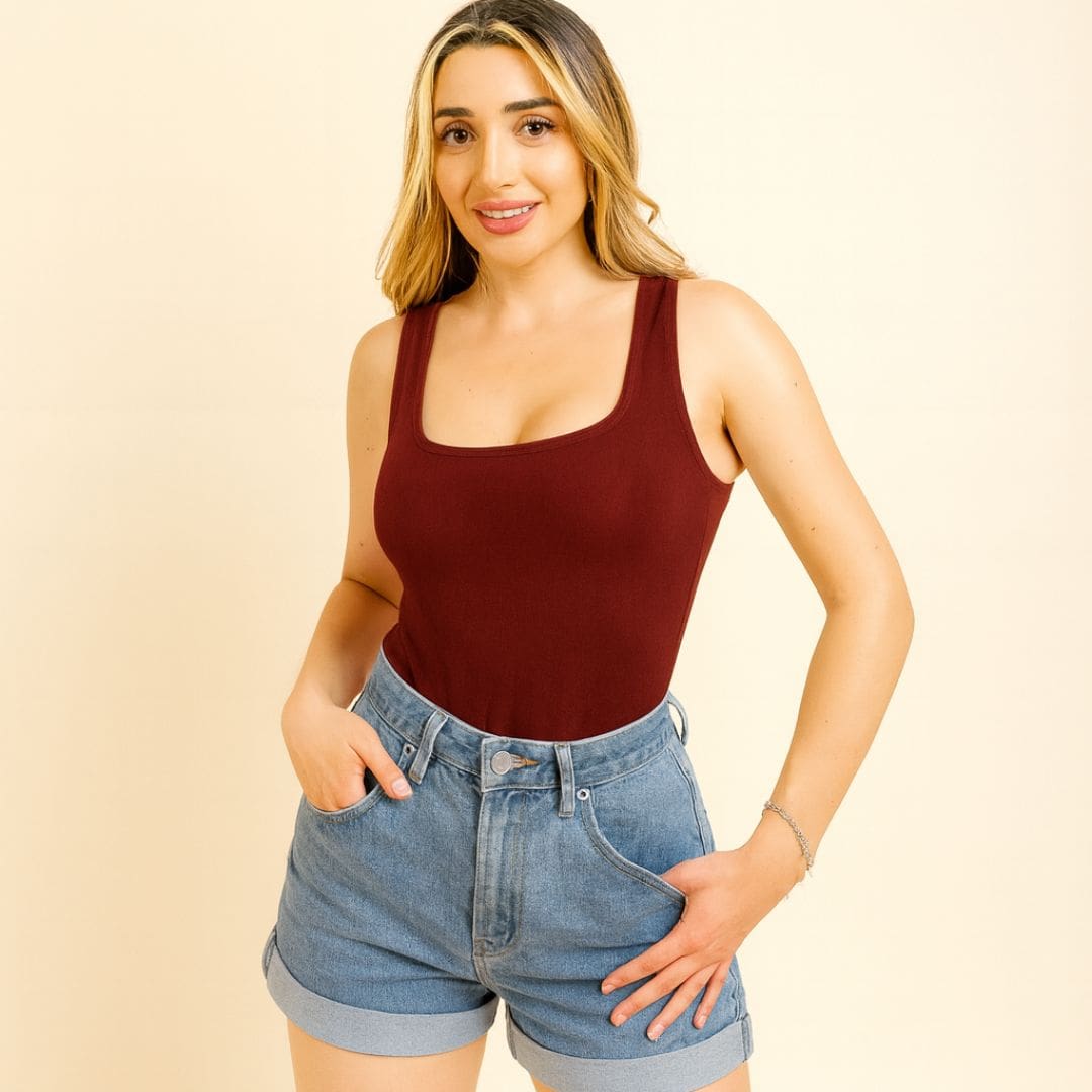 Body Escote Cuadrado Sin Mangas