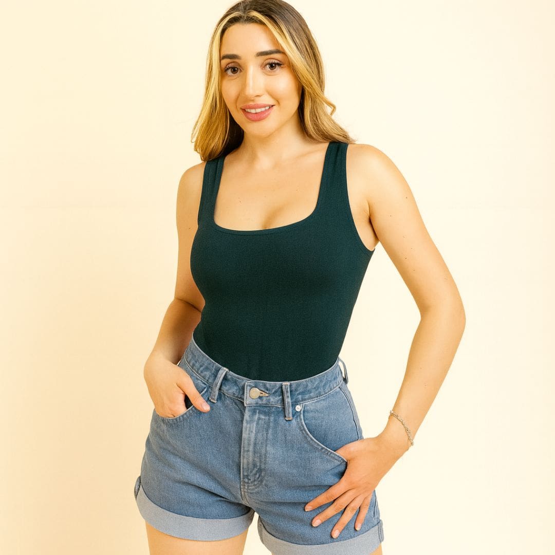 Body Escote Cuadrado Sin Mangas