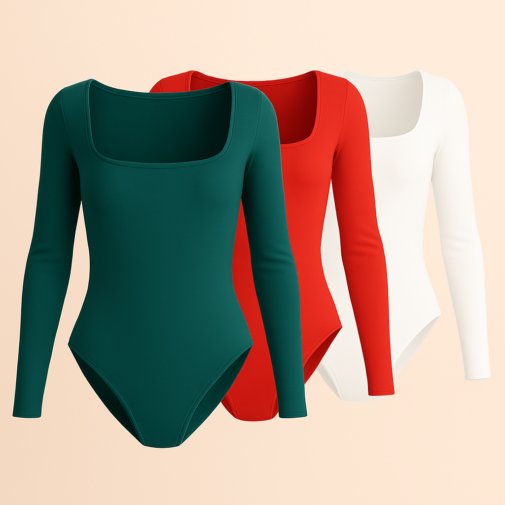 Tri Pack Bodys escote cuadrado, manga lisa