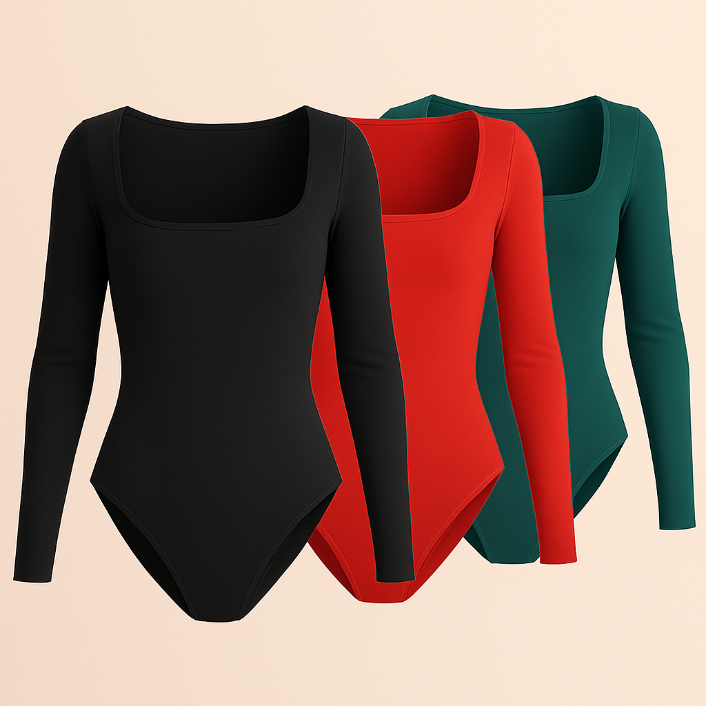 Tri Pack Bodys escote cuadrado, manga lisa