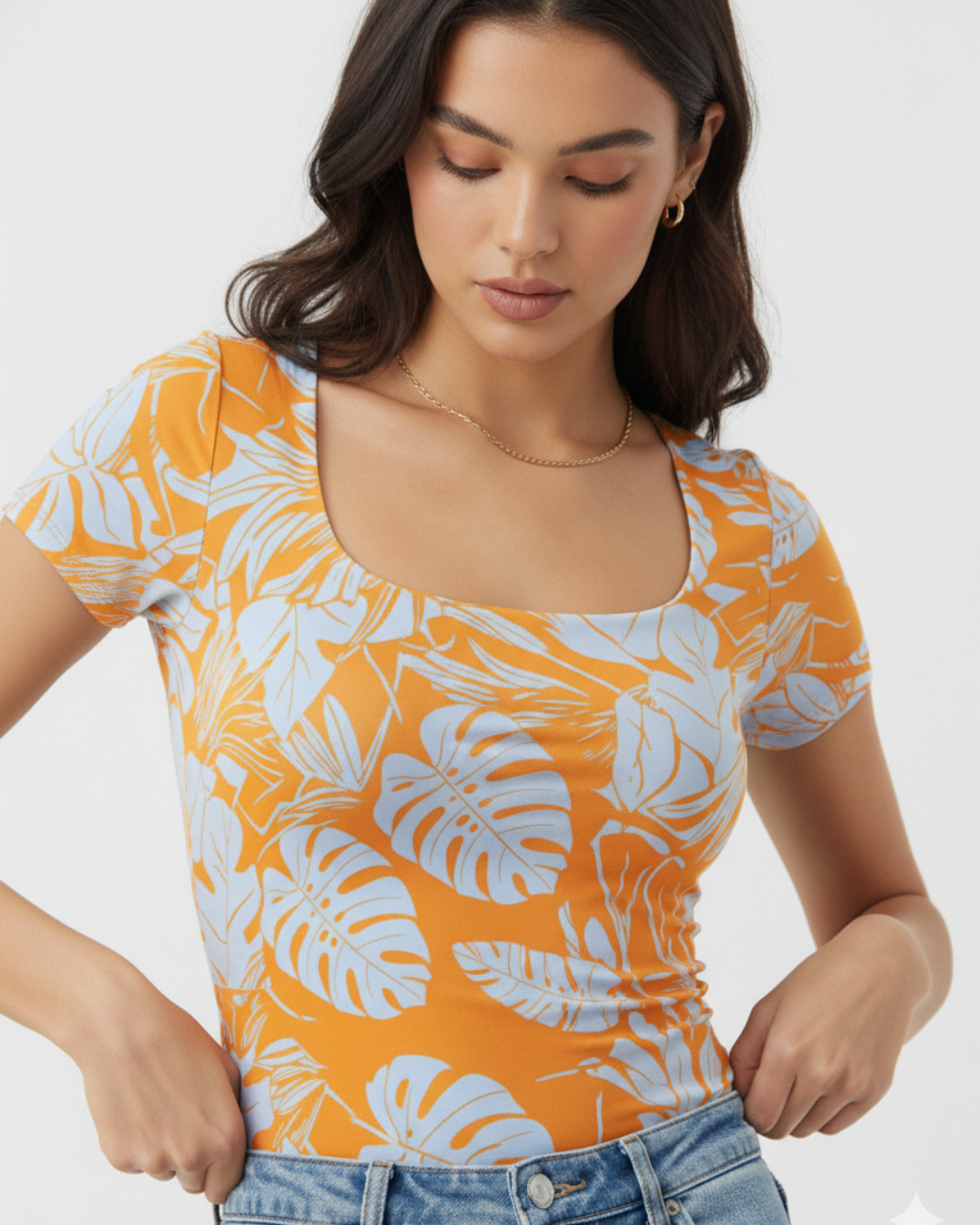 Body Escote Cuadrado, Lycra Fría Estampado