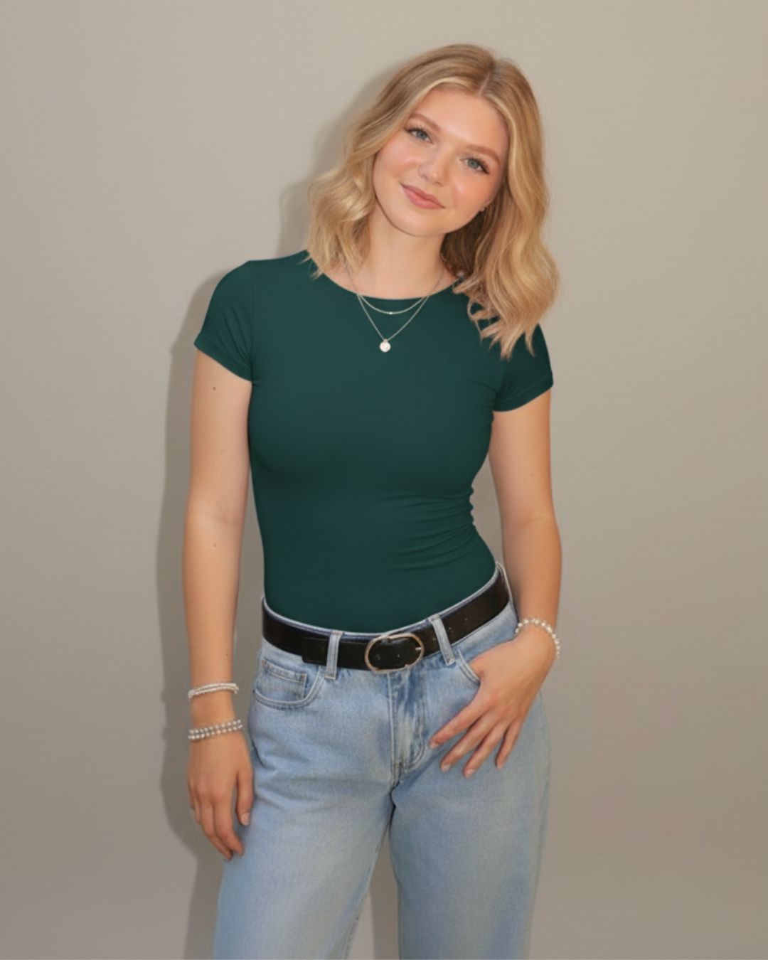 Body Cuello Redondo Manga Corta