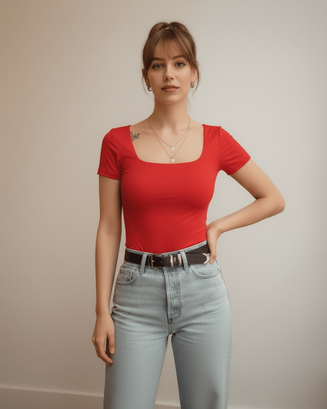 Tri Pack Bodys Manga Corta Escote Cuadrado, Modelo Kelly