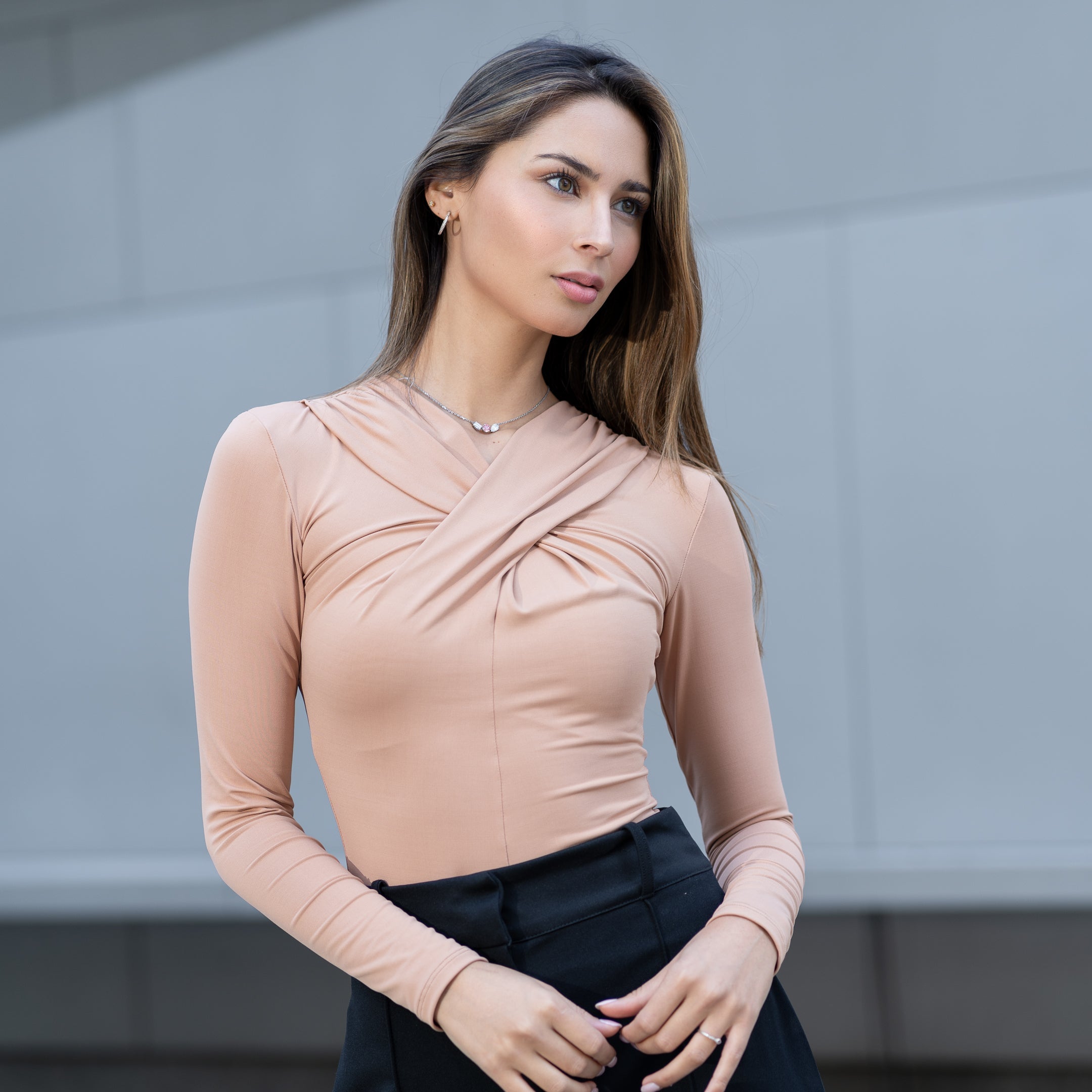 Polera Manga Larga Escote Cruzado