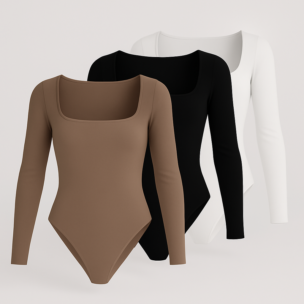 Tri Pack Bodys escote cuadrado, manga lisa