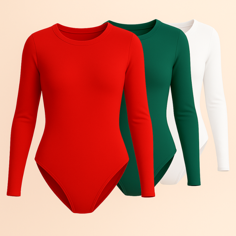 Tri Pack Bodys Sólidos, De Manga Larga Lisa, Con Cuello Redondo, Ropa De Mujer