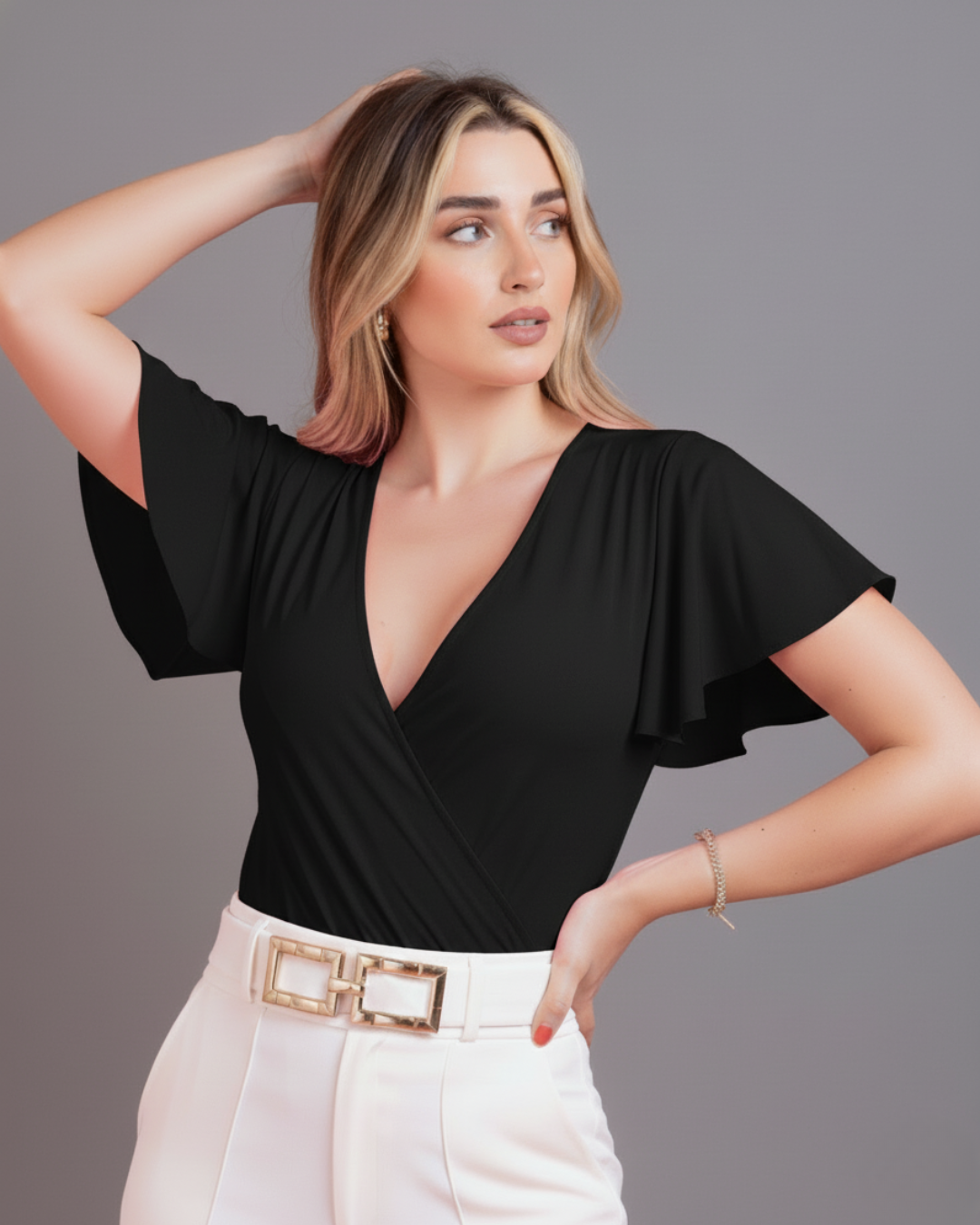 Body Diana Escote Cruzado Manga Vuelos