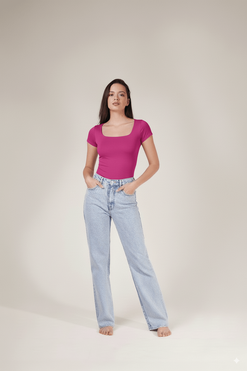 Body Kelly Escote Cuadrado Manga Corta