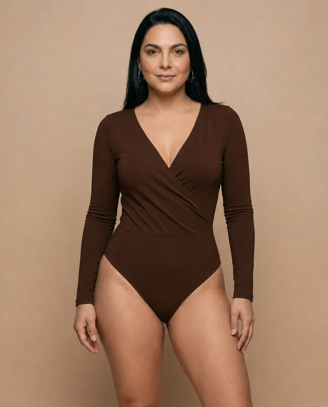 Body Mujer Escote Cruzado Manga Larga lisa- Penelope