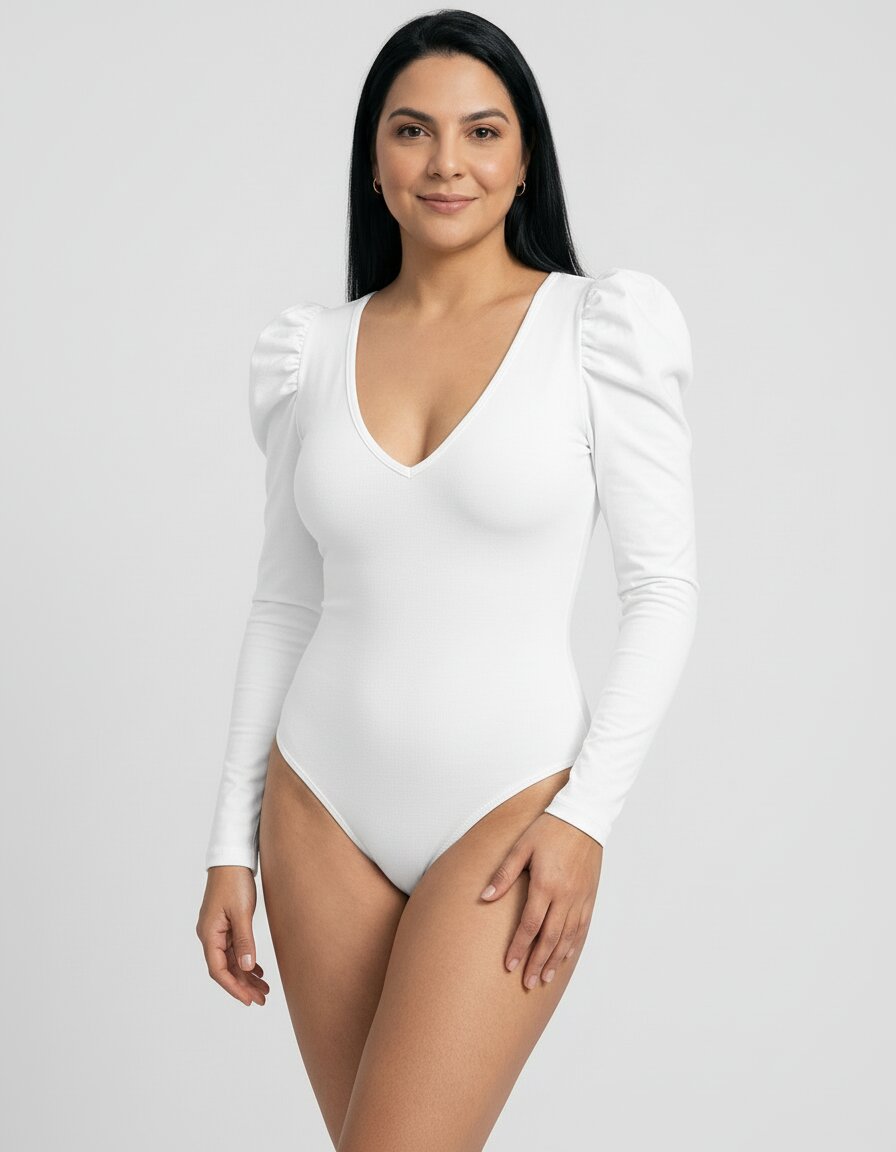Tri Pack Bodys Escote V, Manga Fruncida