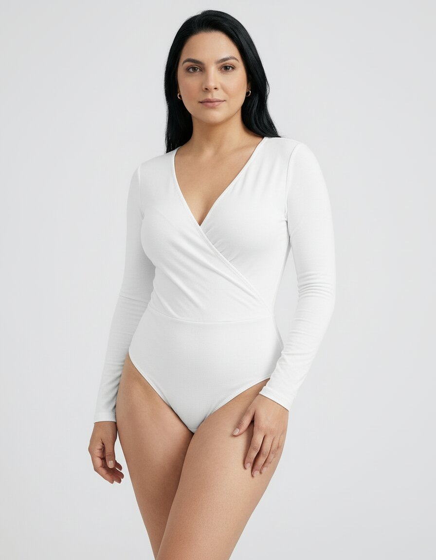 Body Penelope Escote Cruzado Manga Larga lisa