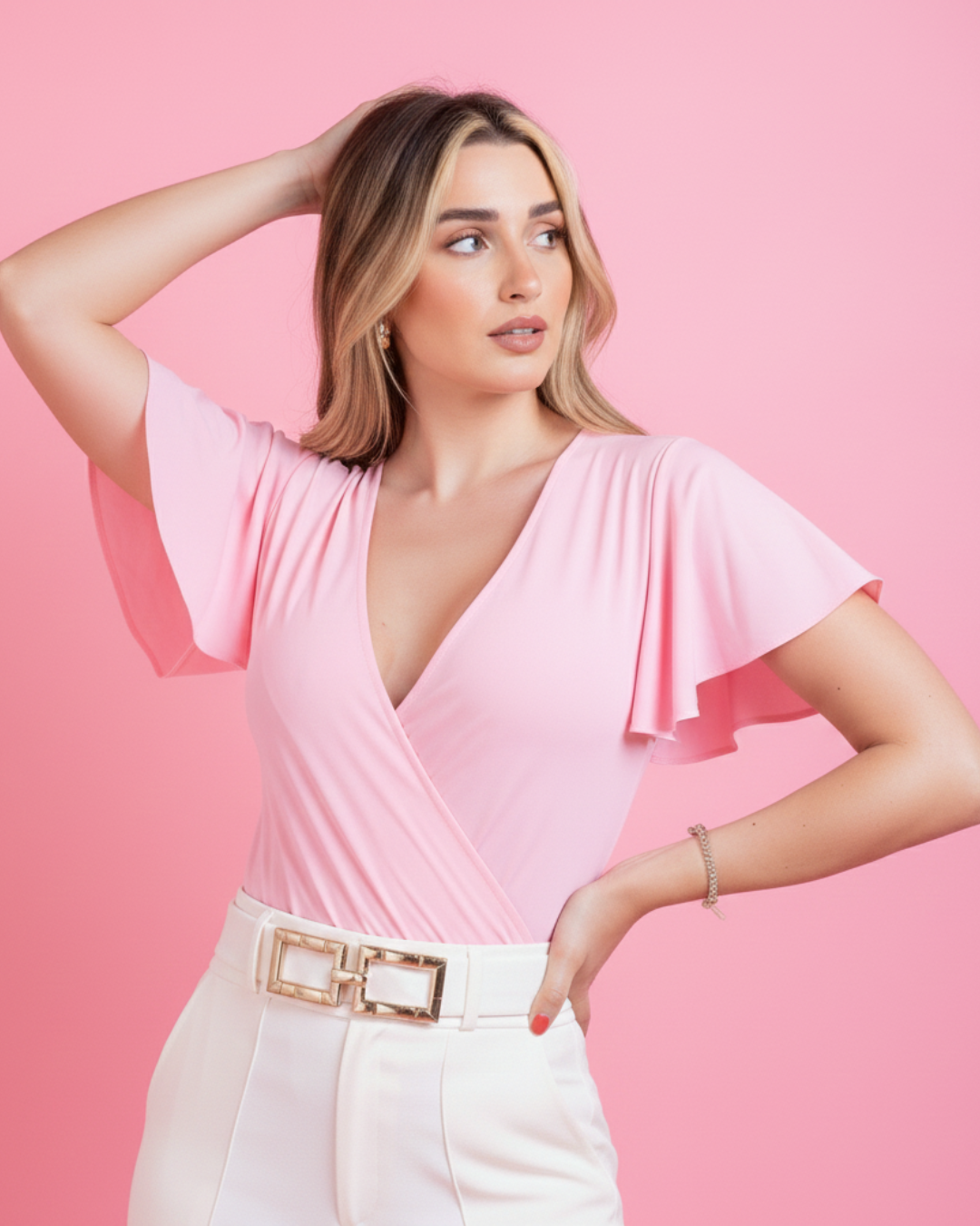 Body Diana Escote Cruzado Manga Vuelos